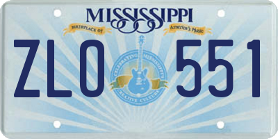 MS license plate ZLO551