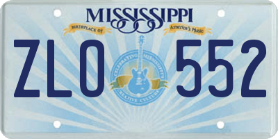 MS license plate ZLO552
