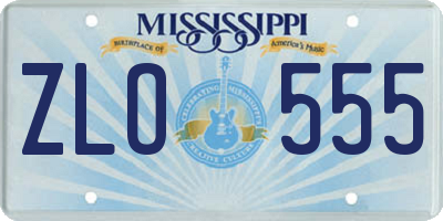 MS license plate ZLO555