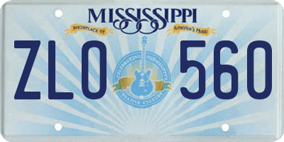 MS license plate ZLO560