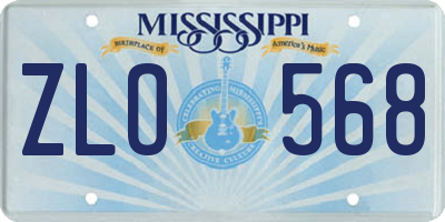 MS license plate ZLO568