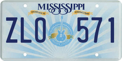 MS license plate ZLO571