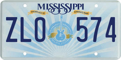 MS license plate ZLO574