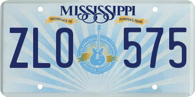 MS license plate ZLO575