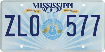 MS license plate ZLO577