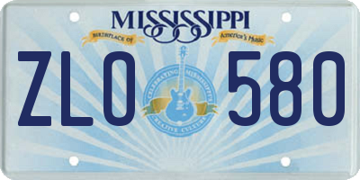 MS license plate ZLO580