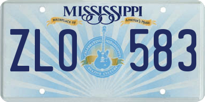 MS license plate ZLO583