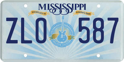 MS license plate ZLO587