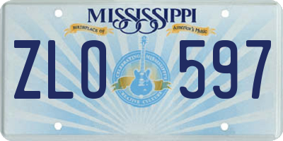 MS license plate ZLO597