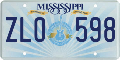 MS license plate ZLO598