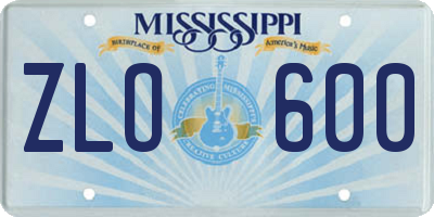 MS license plate ZLO600