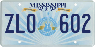 MS license plate ZLO602