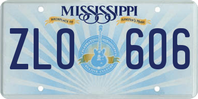 MS license plate ZLO606