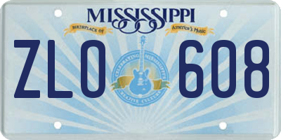 MS license plate ZLO608