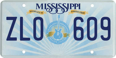 MS license plate ZLO609