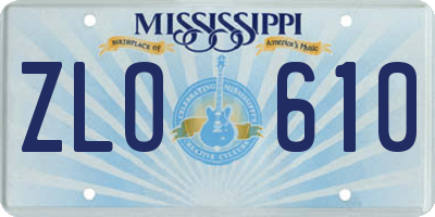 MS license plate ZLO610