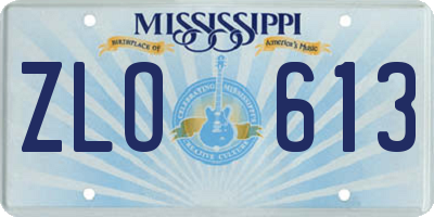 MS license plate ZLO613