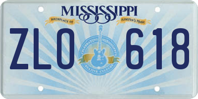 MS license plate ZLO618
