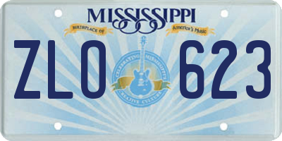 MS license plate ZLO623