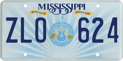 MS license plate ZLO624