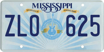 MS license plate ZLO625