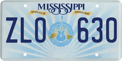 MS license plate ZLO630