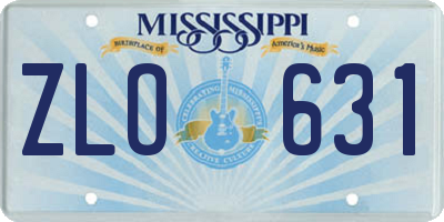 MS license plate ZLO631