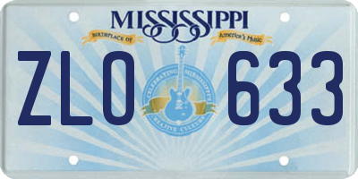 MS license plate ZLO633