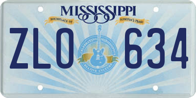 MS license plate ZLO634