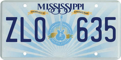 MS license plate ZLO635