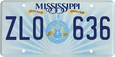 MS license plate ZLO636