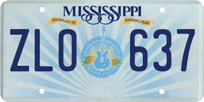 MS license plate ZLO637