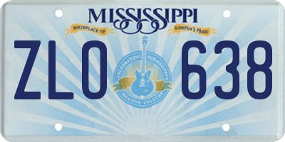 MS license plate ZLO638