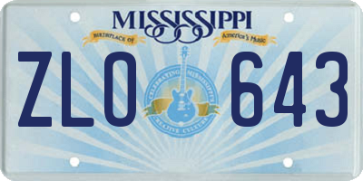 MS license plate ZLO643