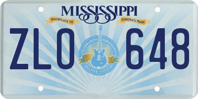 MS license plate ZLO648