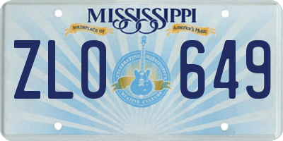 MS license plate ZLO649