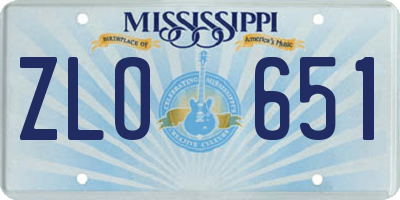 MS license plate ZLO651