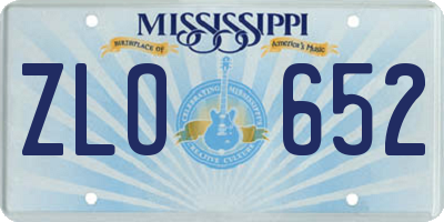 MS license plate ZLO652