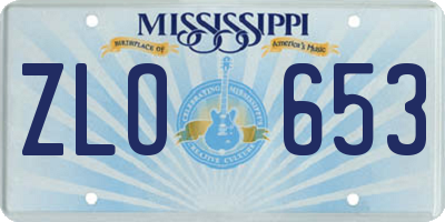 MS license plate ZLO653