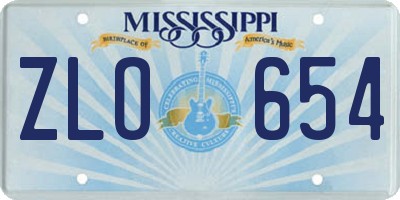 MS license plate ZLO654