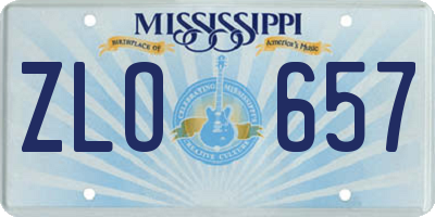 MS license plate ZLO657