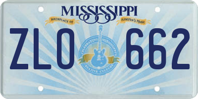 MS license plate ZLO662