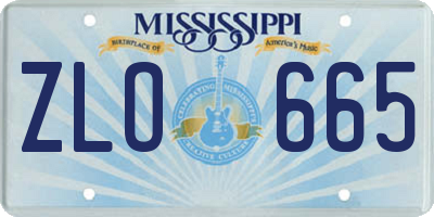 MS license plate ZLO665