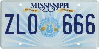 MS license plate ZLO666