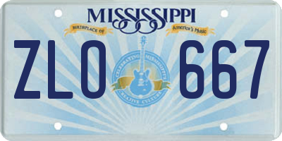 MS license plate ZLO667