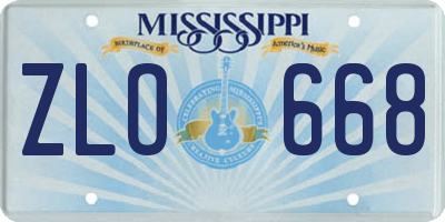 MS license plate ZLO668