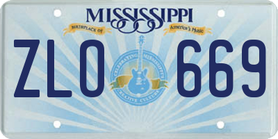 MS license plate ZLO669