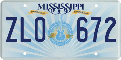 MS license plate ZLO672