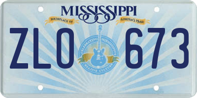 MS license plate ZLO673