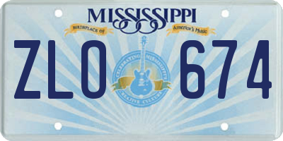 MS license plate ZLO674